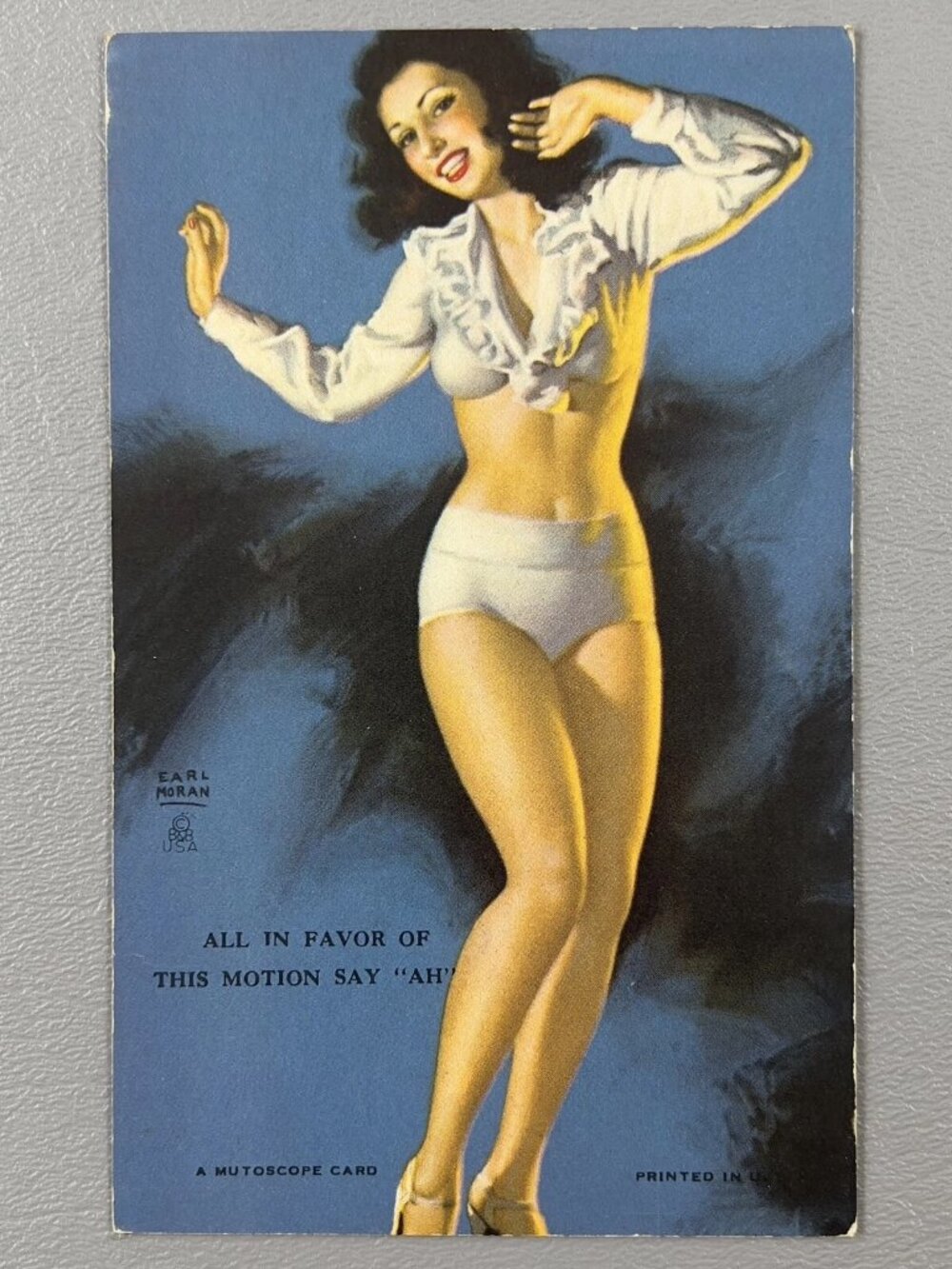 Vintage Pin Up Mutoscope Card Pin-up Girls All In Favor Of This Motion Say Brune